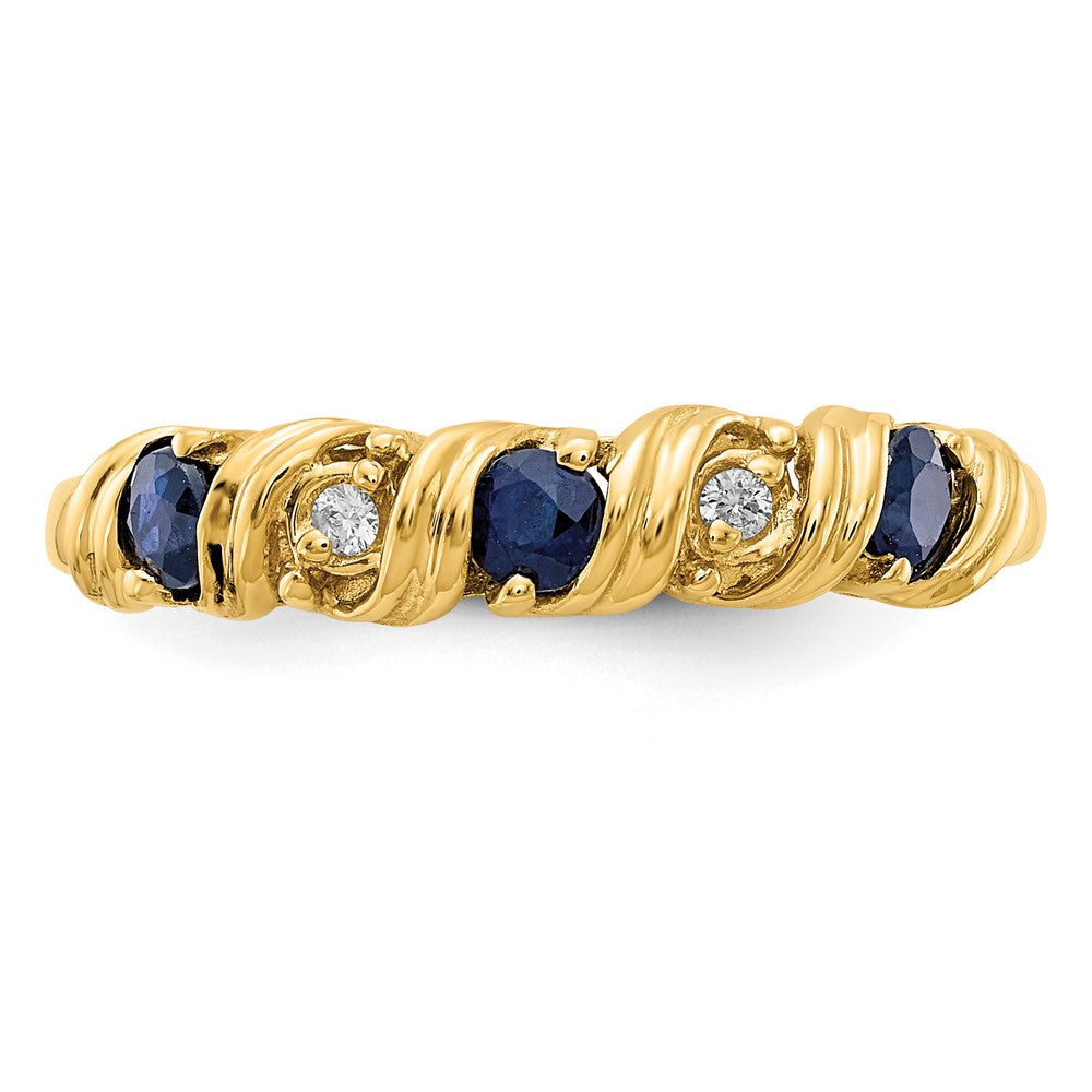 14k Yellow Gold 2.75mm Sapphire AA Diamond ring