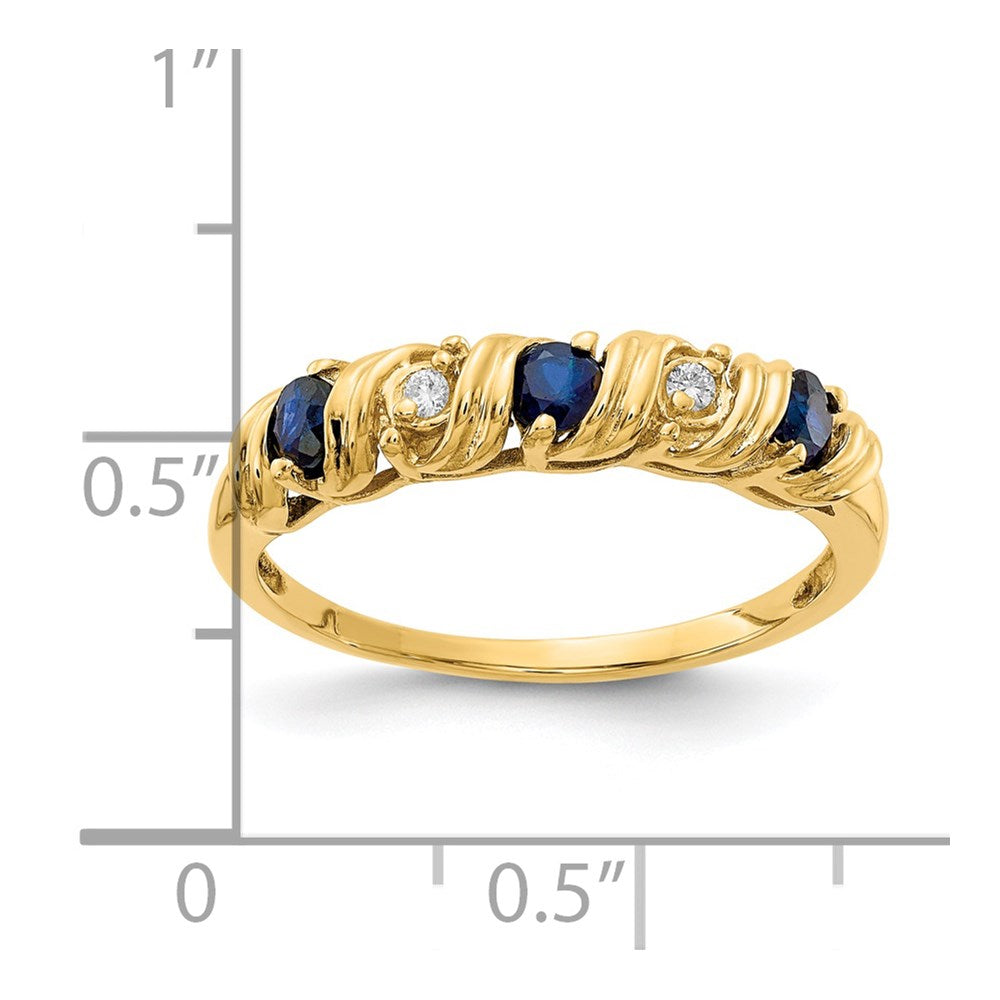 14k Yellow Gold 2.75mm Sapphire AA Diamond ring