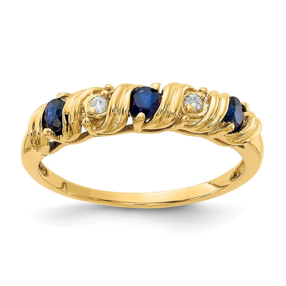 14k Yellow Gold 2.75mm Sapphire AA Diamond ring