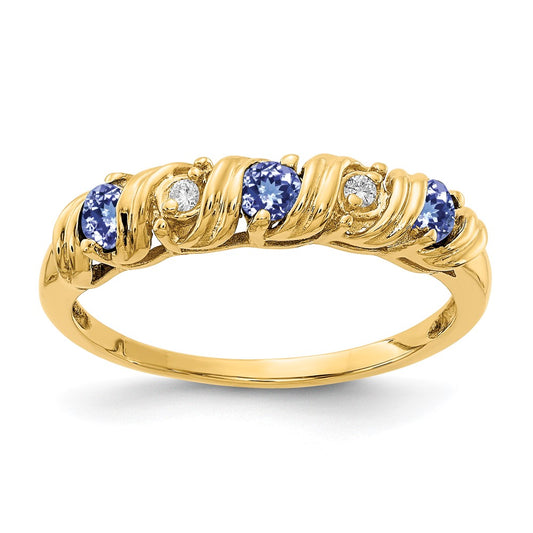 14k Yellow Gold 2.75mm Tanzanite VS Diamond ring