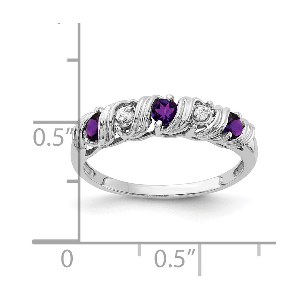 14k White Gold 2.75mm Amethyst AA Diamond ring