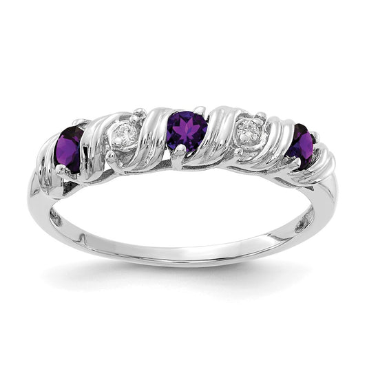 14k White Gold 2.75mm Amethyst A Real Diamond ring