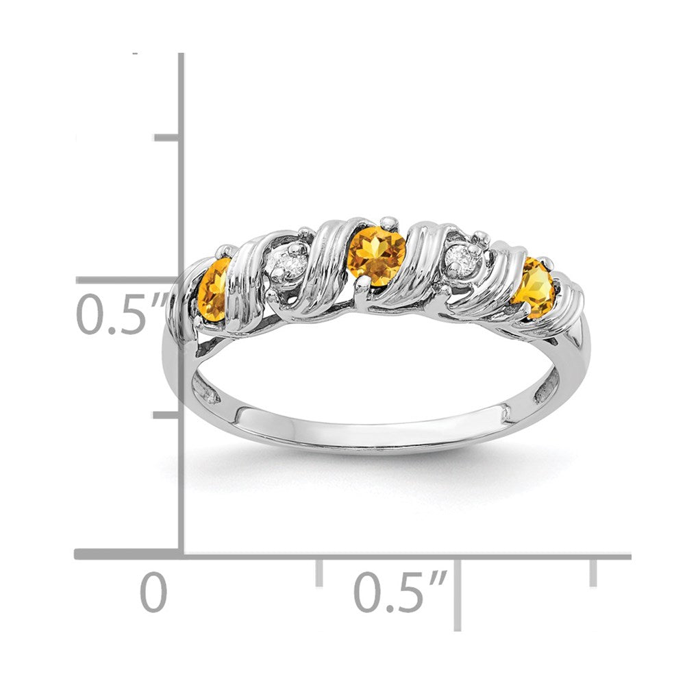 14k White Gold 2.75mm Citrine AAA Diamond ring