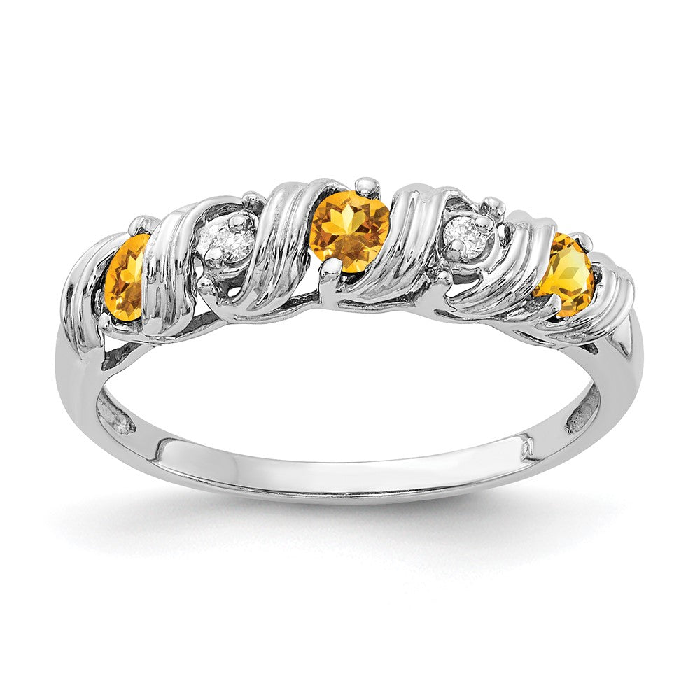 14k White Gold 2.75mm Citrine AAA Diamond ring