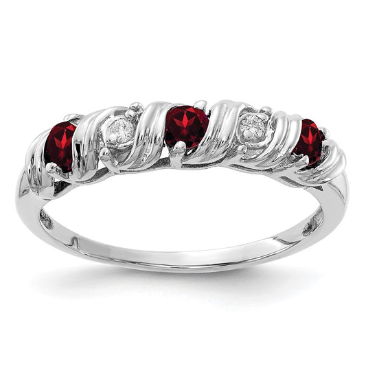 14k White Gold 2.75mm Garnet A Real Diamond ring