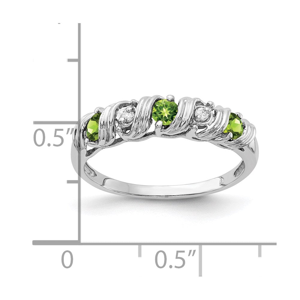 14k White Gold 2.75mm Peridot AA Diamond ring