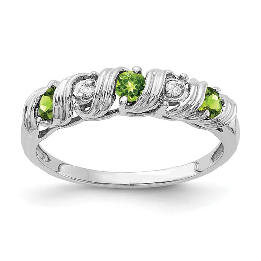 14k White Gold 2.75mm Peridot AAA Diamond ring