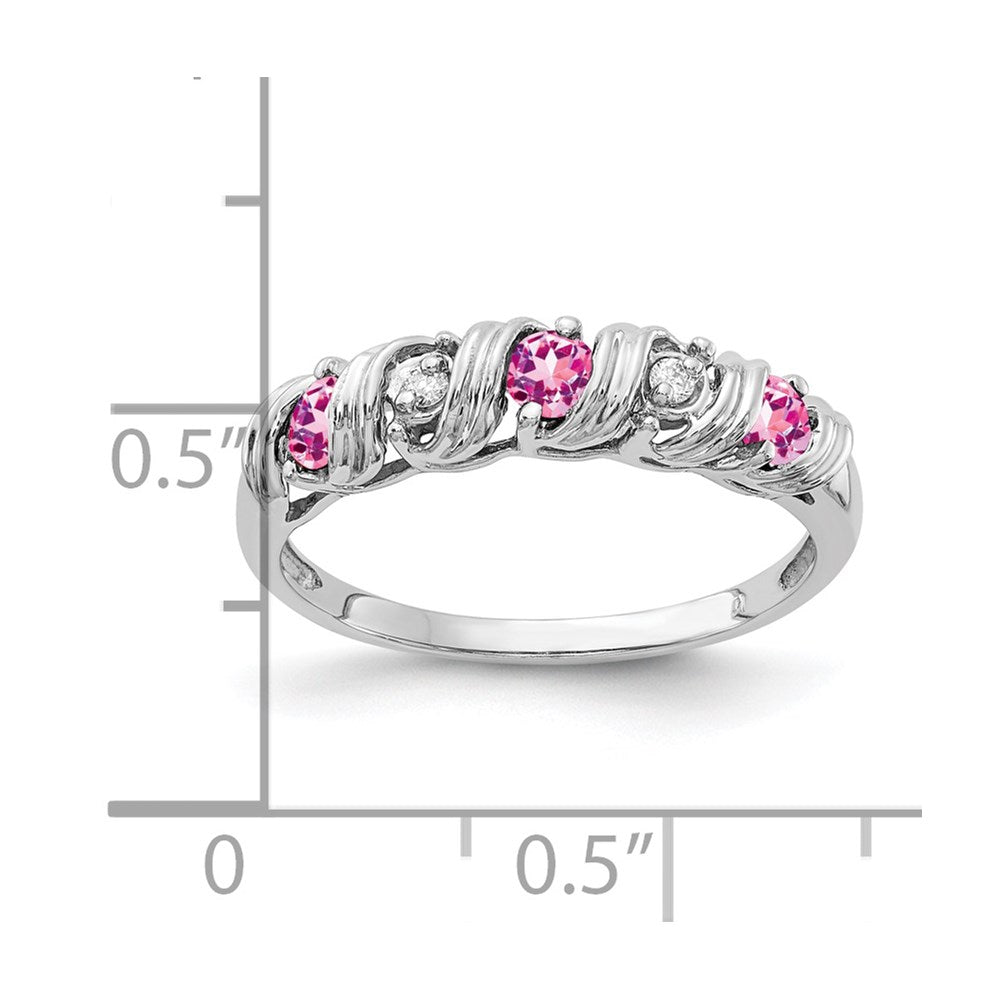 14k White Gold 2.75mm Pink Sapphire AA Diamond ring