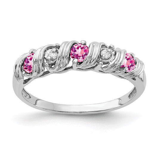 14k White Gold 2.75mm Pink Sapphire AA Diamond ring