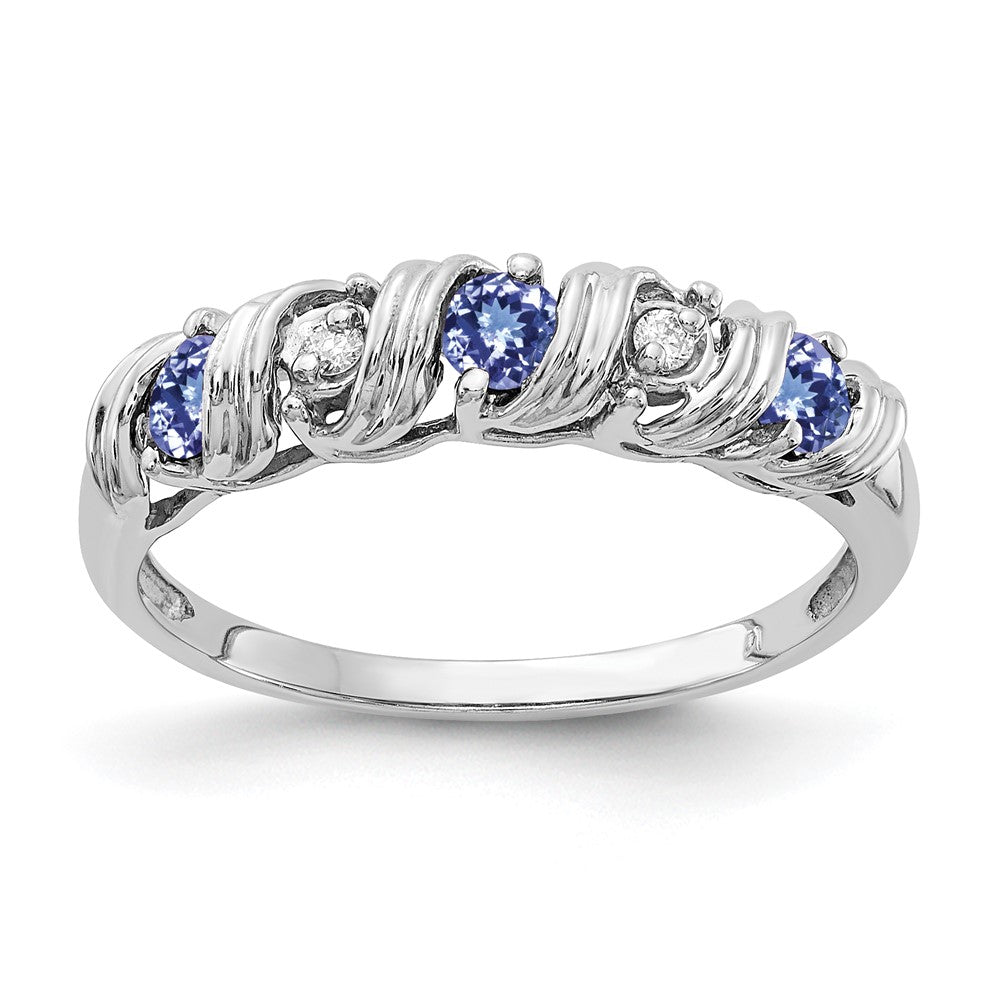 14k White Gold 2.75mm Tanzanite VS Diamond ring