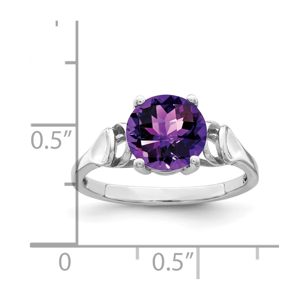 14k White Gold 8mm Amethyst Checker ring