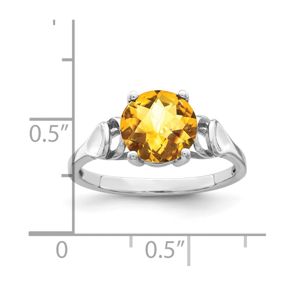 14k White Gold 8mm Citrine Checker ring