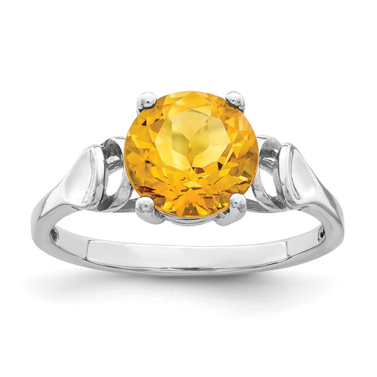 14k White Gold 8mm Citrine ring