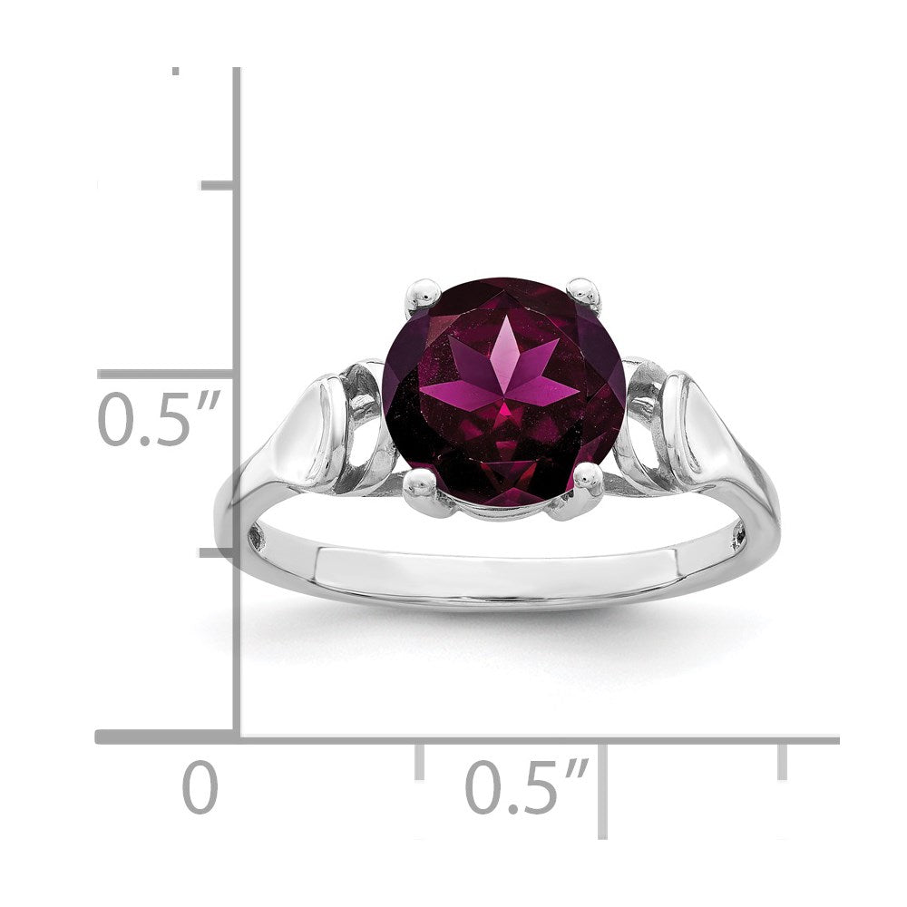 14k White Gold 8mm Rhodolite Garnet ring