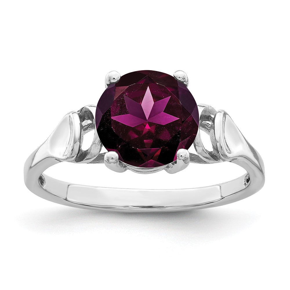 14k White Gold 8mm Rhodolite Garnet ring