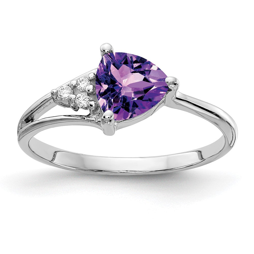 14k White Gold 6mm Amethyst A Real Diamond ring