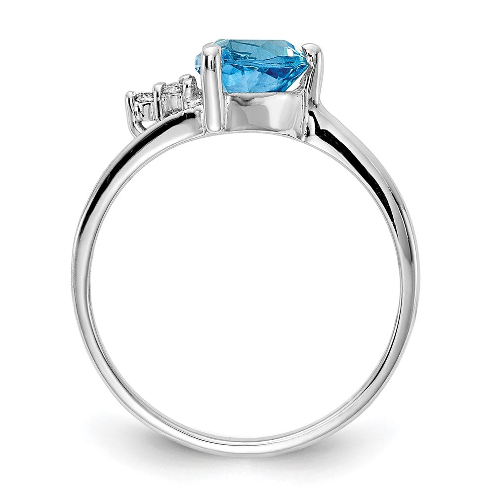 14k White Gold 6mm Blue Topaz VS Diamond ring