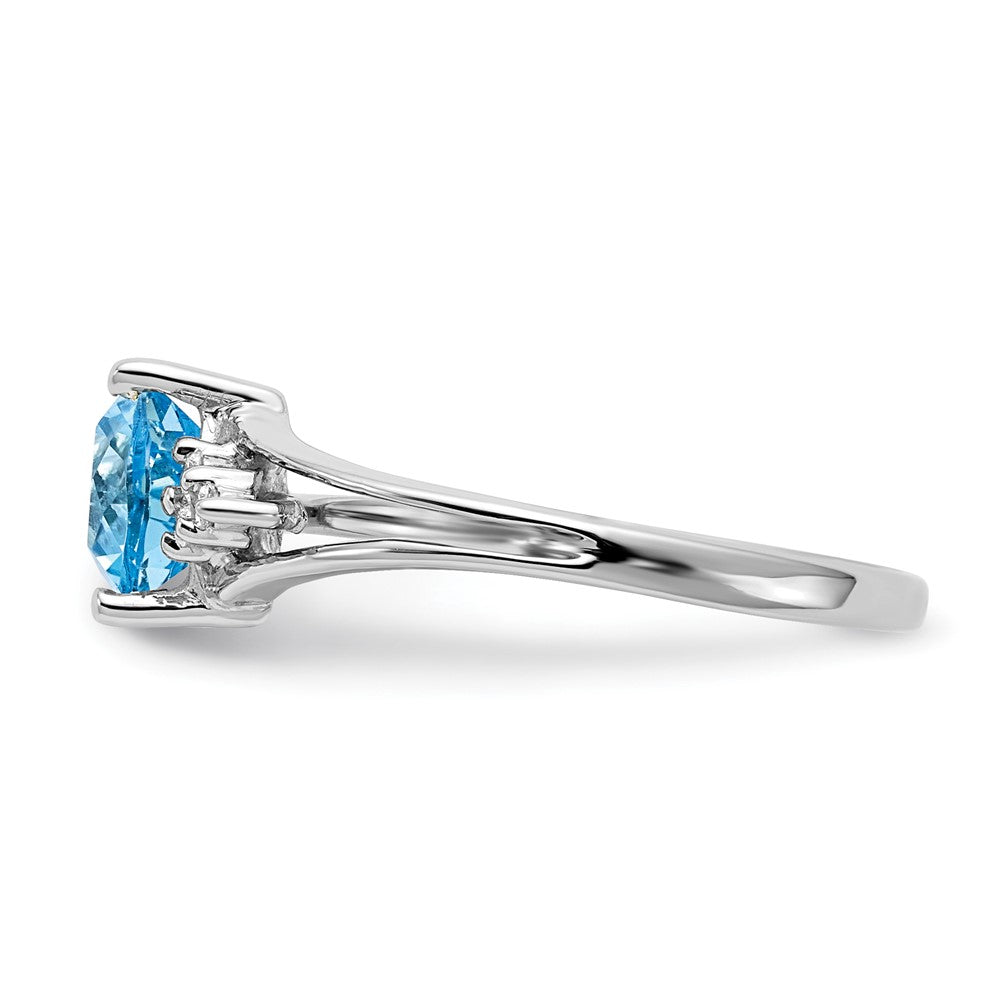 14k White Gold 6mm Blue Topaz VS Diamond ring