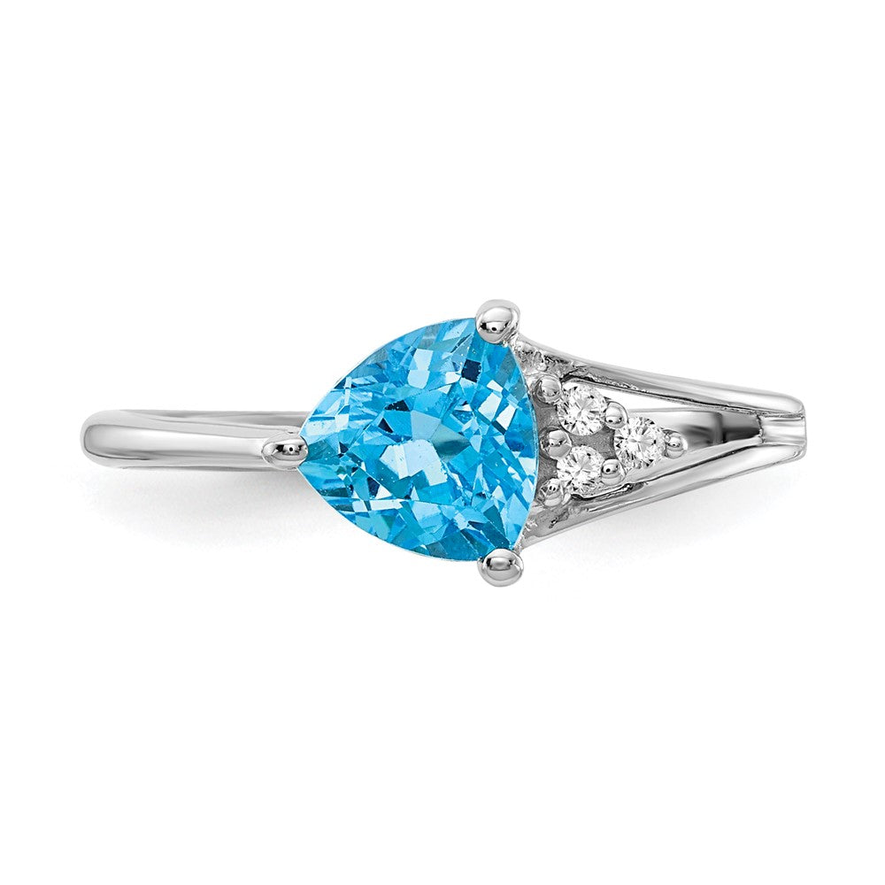 14k White Gold 6mm Blue Topaz VS Diamond ring