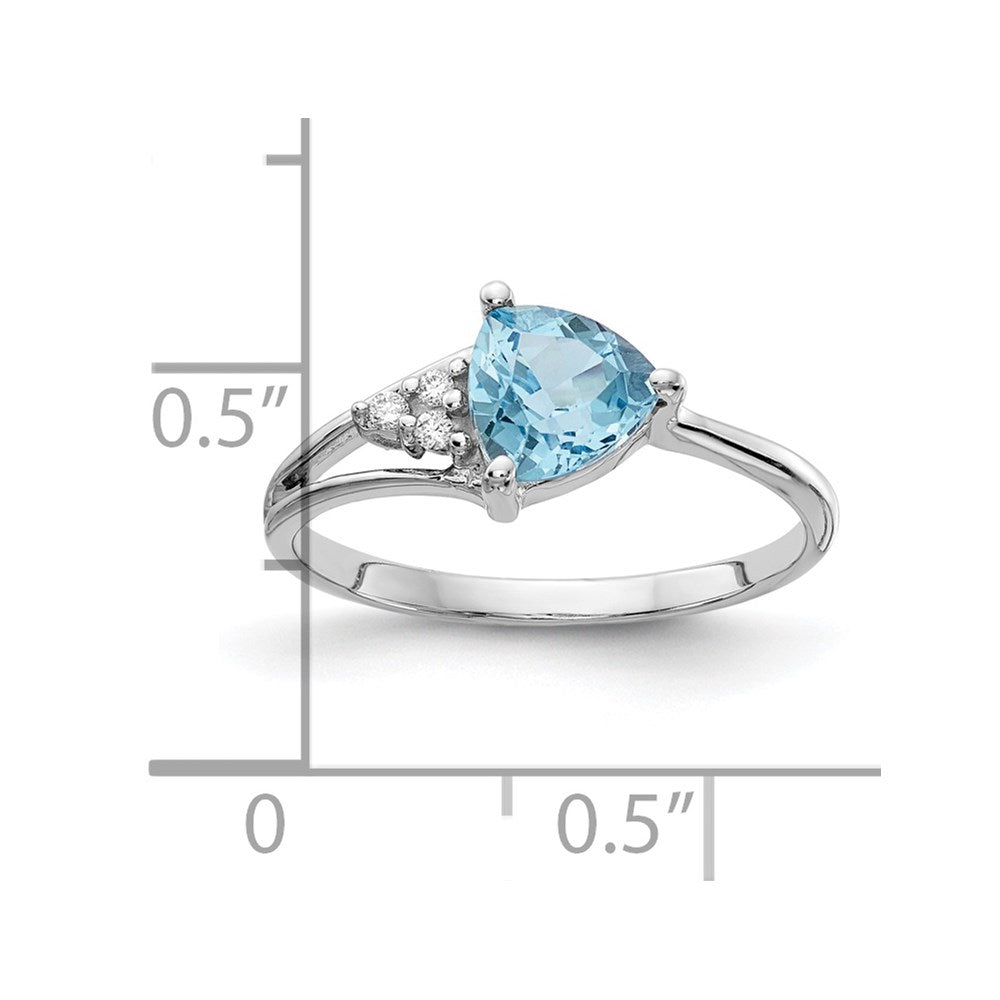 14k White Gold 6mm Blue Topaz VS Diamond ring