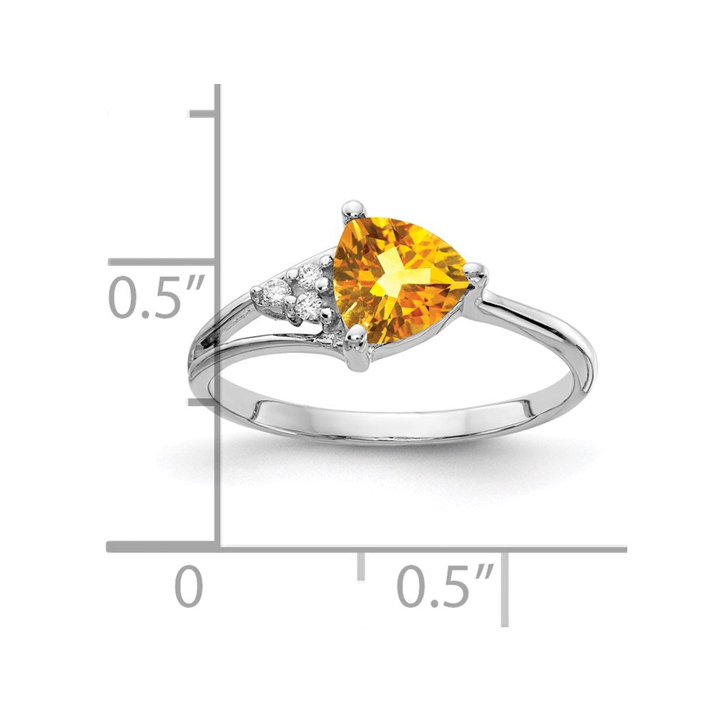 14k White Gold 6mm Citrine AAA Diamond ring