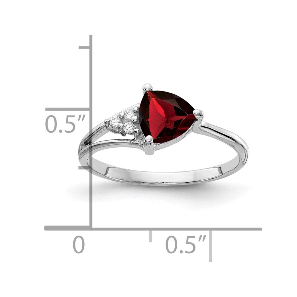 14k White Gold 6mm Garnet AA Diamond ring