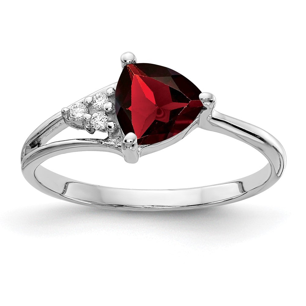 14k White Gold 6mm Garnet A Real Diamond ring