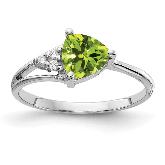 14k White Gold 6mm Peridot A Real Diamond ring