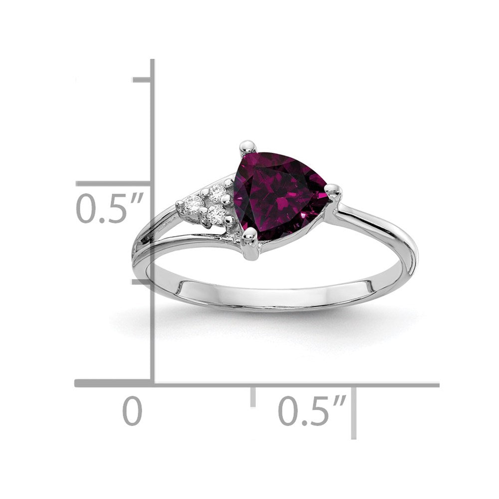 14k White Gold 6mm Rhodolite Garnet VS Diamond ring