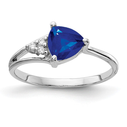 14k White Gold 6mm Sapphire VS Diamond ring