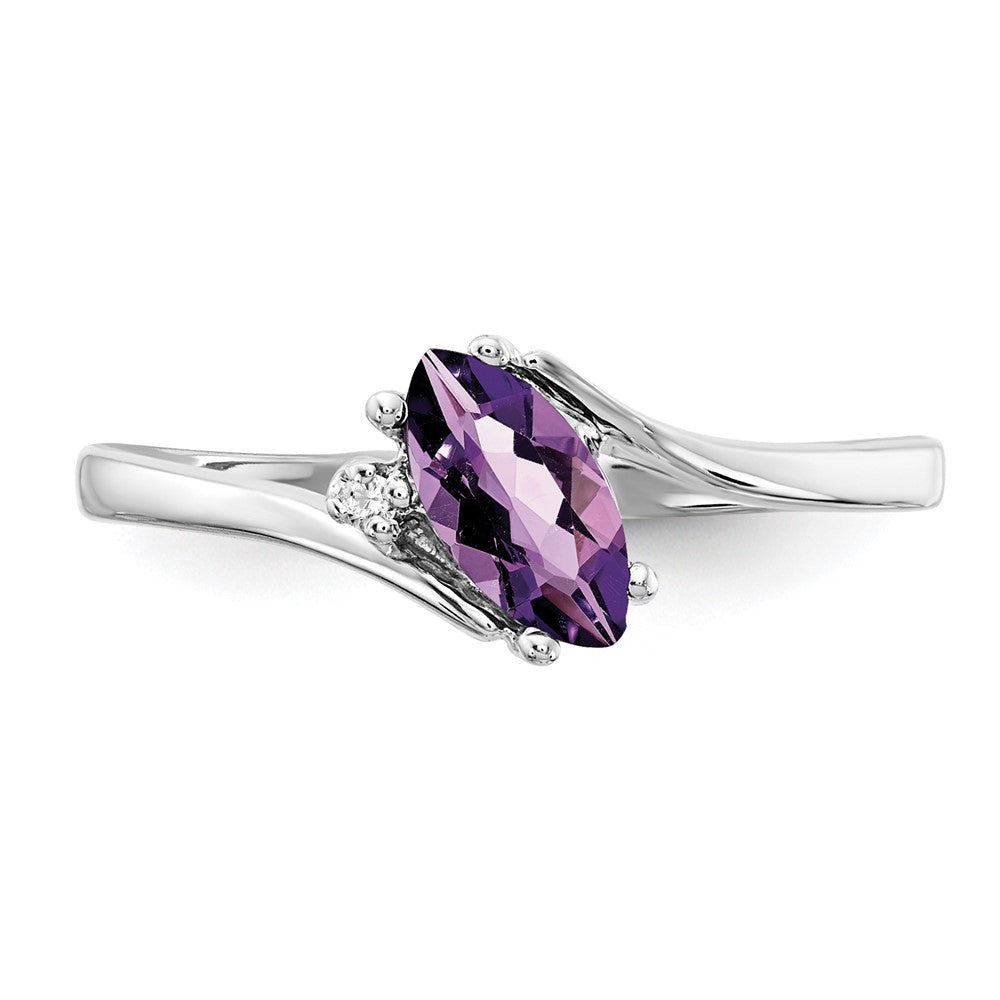 14k White Gold 7x3.5mm Marquise Amethyst VS Diamond ring