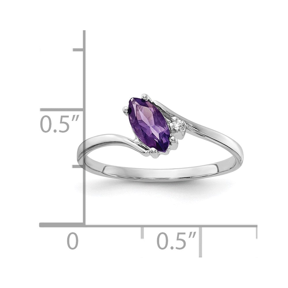 14k White Gold 7x3.5mm Marquise Amethyst VS Diamond ring