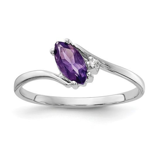 14k White Gold 7x3.5mm Marquise Amethyst A Real Diamond ring