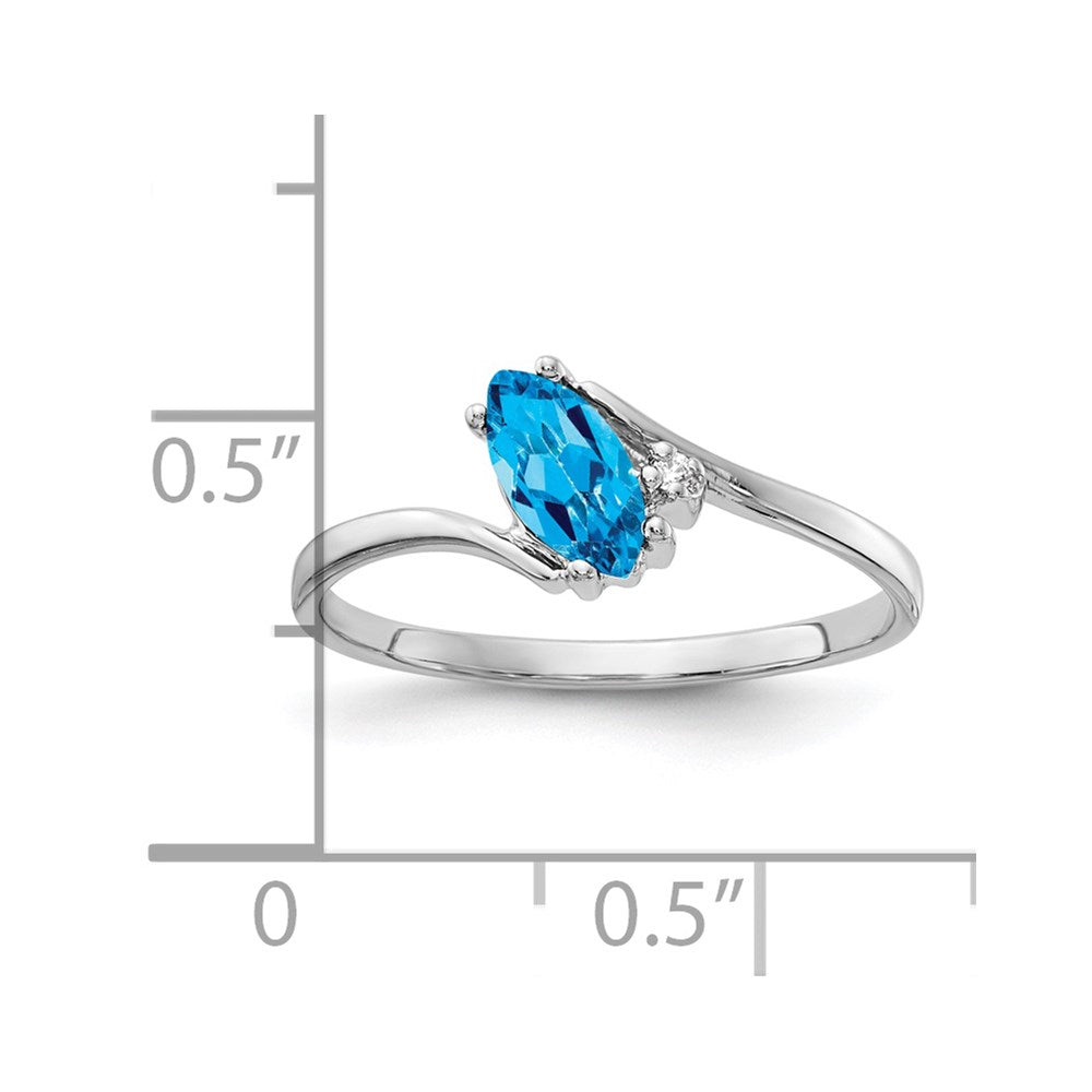 14k White Gold 7x3.5mm Marquise Blue Topaz AAA Diamond ring