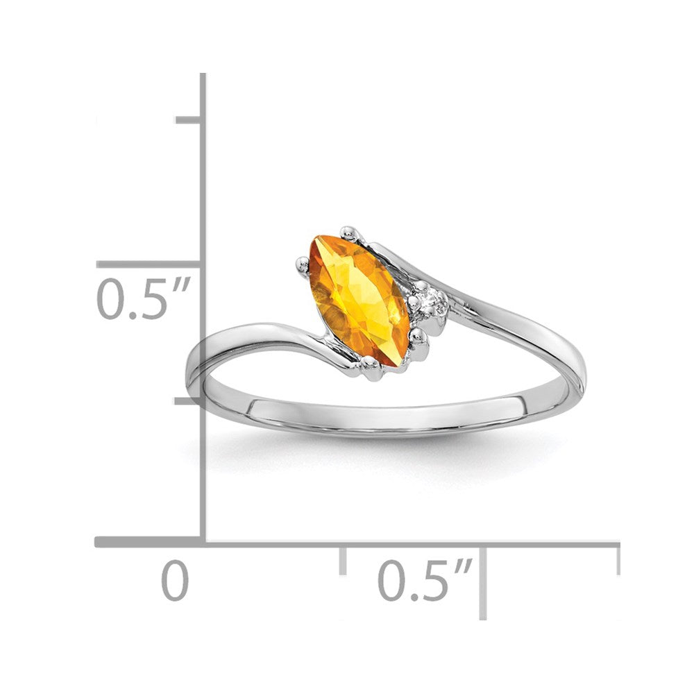 14k White Gold 7x3.5mm Marquise Citrine AA Diamond ring