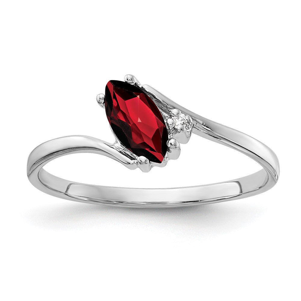 14k White Gold 7x3.5mm Marquise Garnet A Real Diamond ring