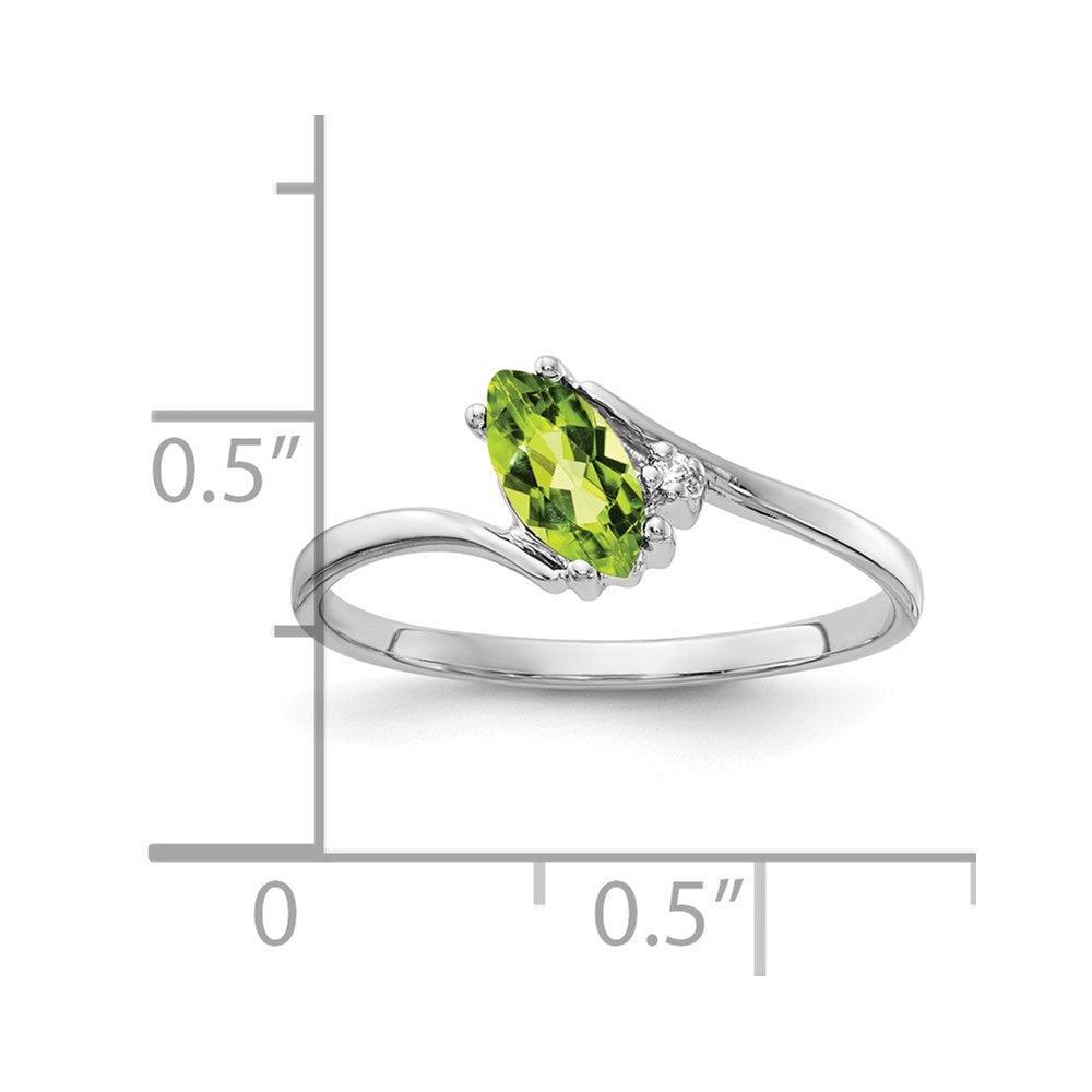 14k White Gold 7x3.5mm Marquise Peridot AAA Diamond ring