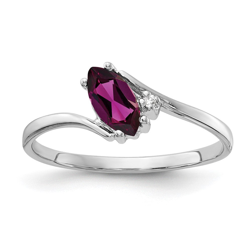 14k White Gold 7x3.5mm Marquise Rhodolite Garnet AAA Diamond ring