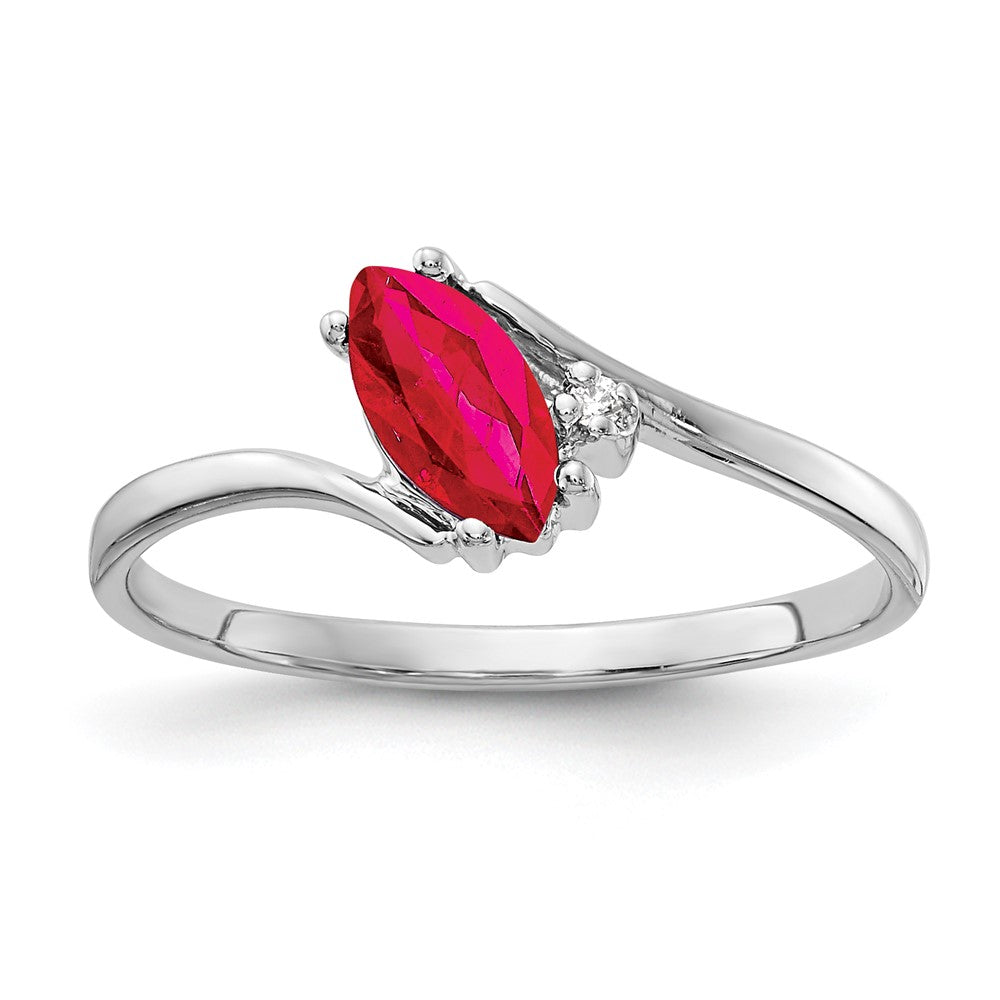 14k White Gold 7x3.5mm Marquise Ruby A Real Diamond ring