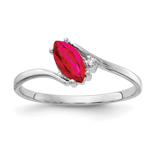 14k White Gold 7x3.5mm Marquise Ruby A Real Diamond ring