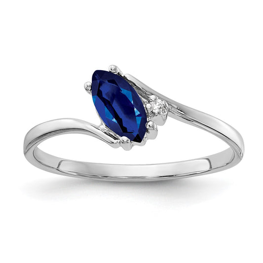 14k White Gold 7x3.5mm Marquise Sapphire VS Diamond ring