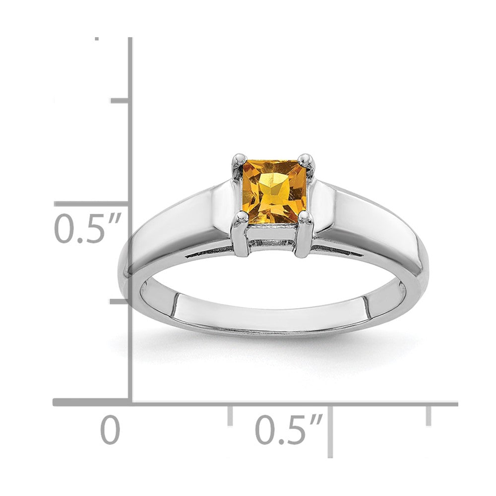 14k White Gold 4mm Princess Cut Citrine ring