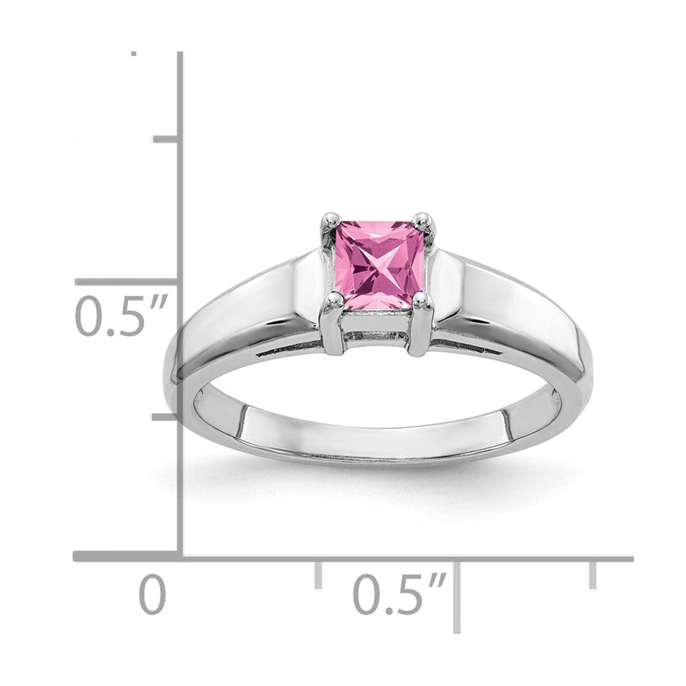 14k White Gold 4mm Princess Cut Pink Sapphire ring