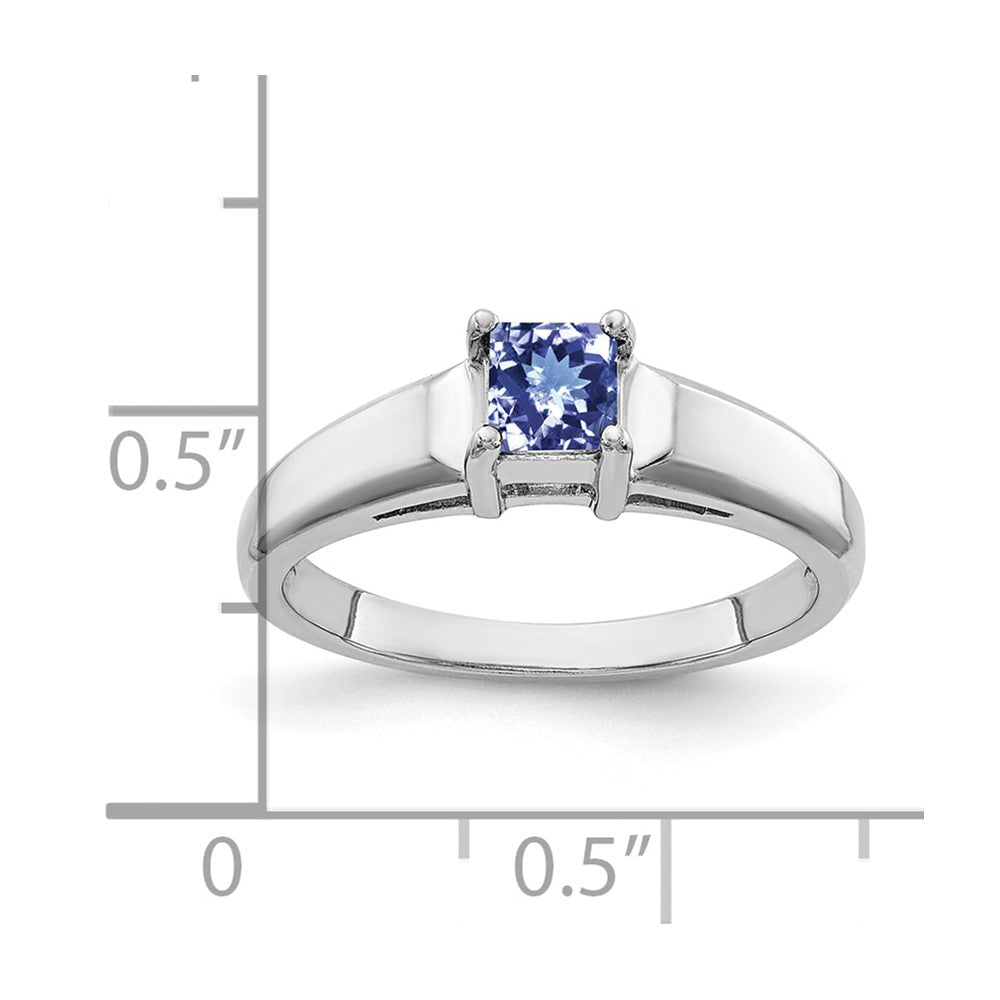 14k White Gold 4mm Princess Cut Tanzanite ring