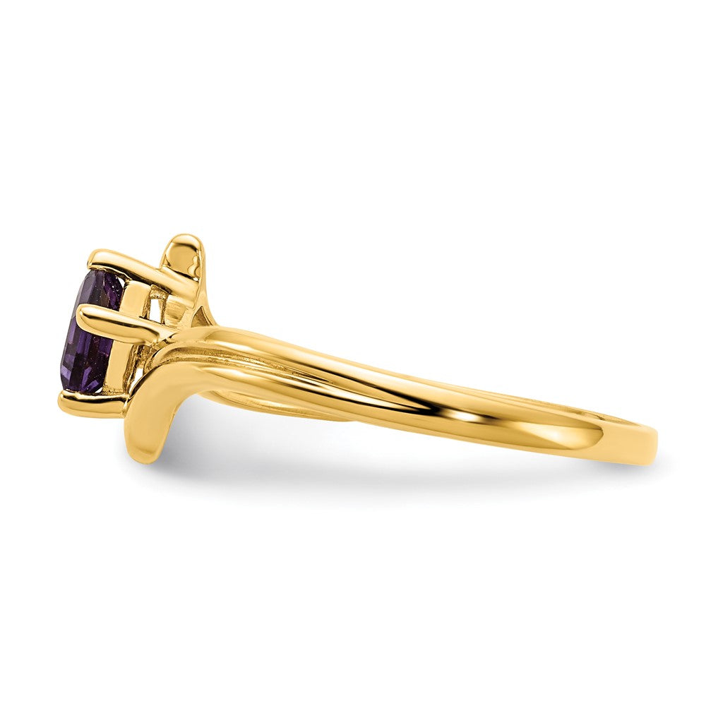 14K Yellow Gold 4mm Princess Cut Amethyst ring