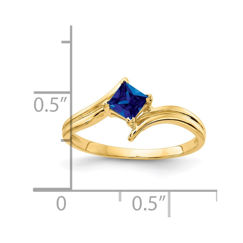 14K Yellow Gold 4mm Princess Cut Sapphire ring