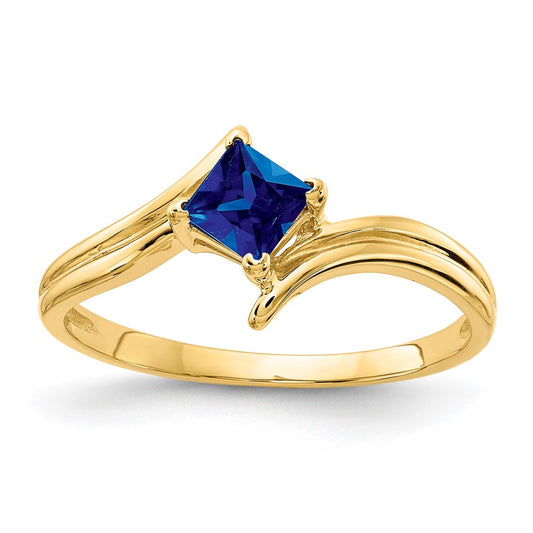 14K Yellow Gold 4mm Princess Cut Sapphire ring