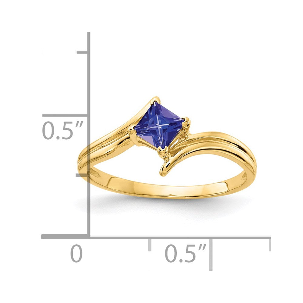 14k Yellow Gold 4mm Princess Cut Tanzanite ring