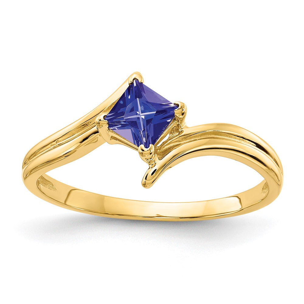 14k Yellow Gold 4mm Princess Cut Tanzanite ring