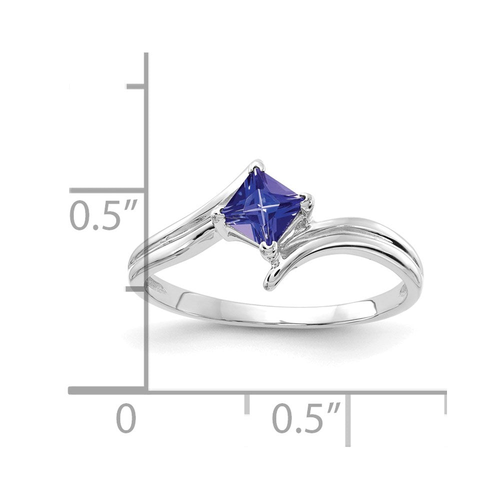 14k White Gold 4mm Princess Cut Tanzanite ring